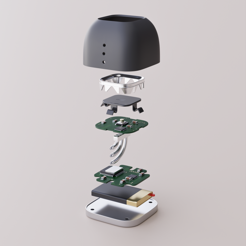 A breakdown of parts for the Earzz Acoustic Resident Monitoring Solution